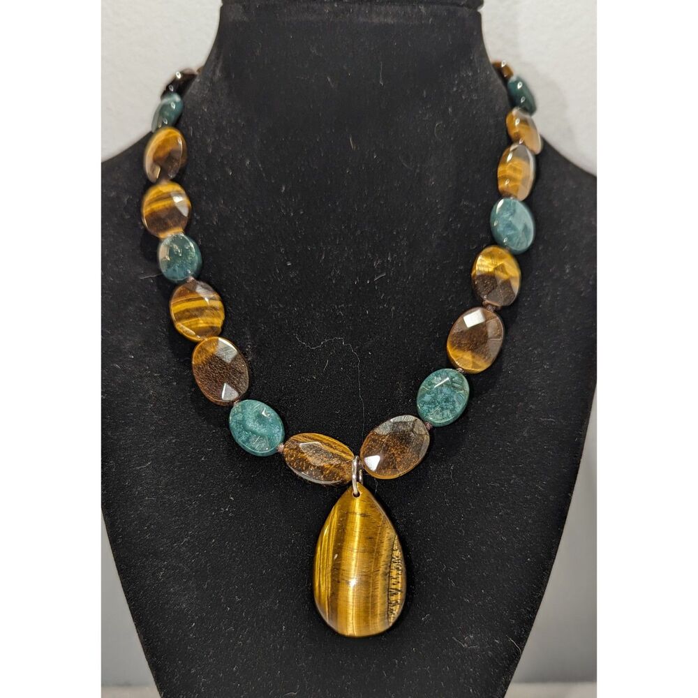 Green Jasper and Tiger's Eye Necklace